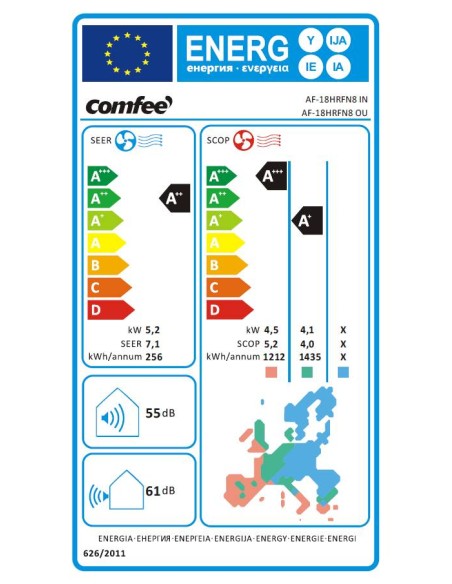 COMFEE by Midea AF-18HRDN8-IN/AF-18HRDN8-OU 18000 Btu